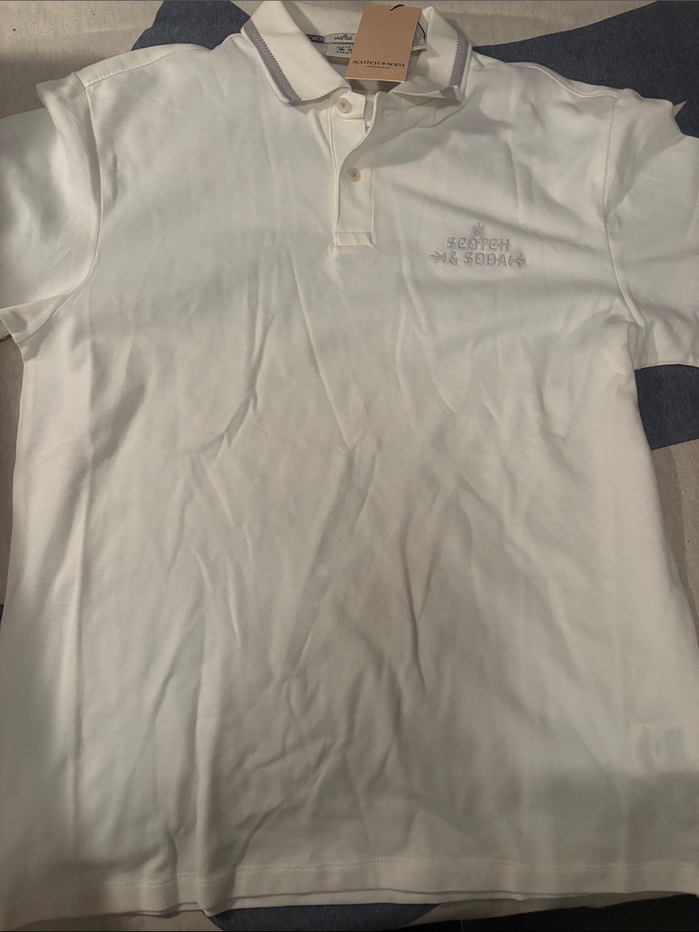 Scotch & Soda White Polo with Gray Accent - Picture 8 of 12
